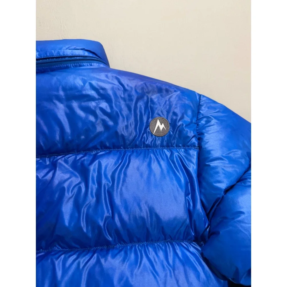 Marmot Puffer Jacket Mens S Blue Down Insulated Quilted Full Zip Outdoor